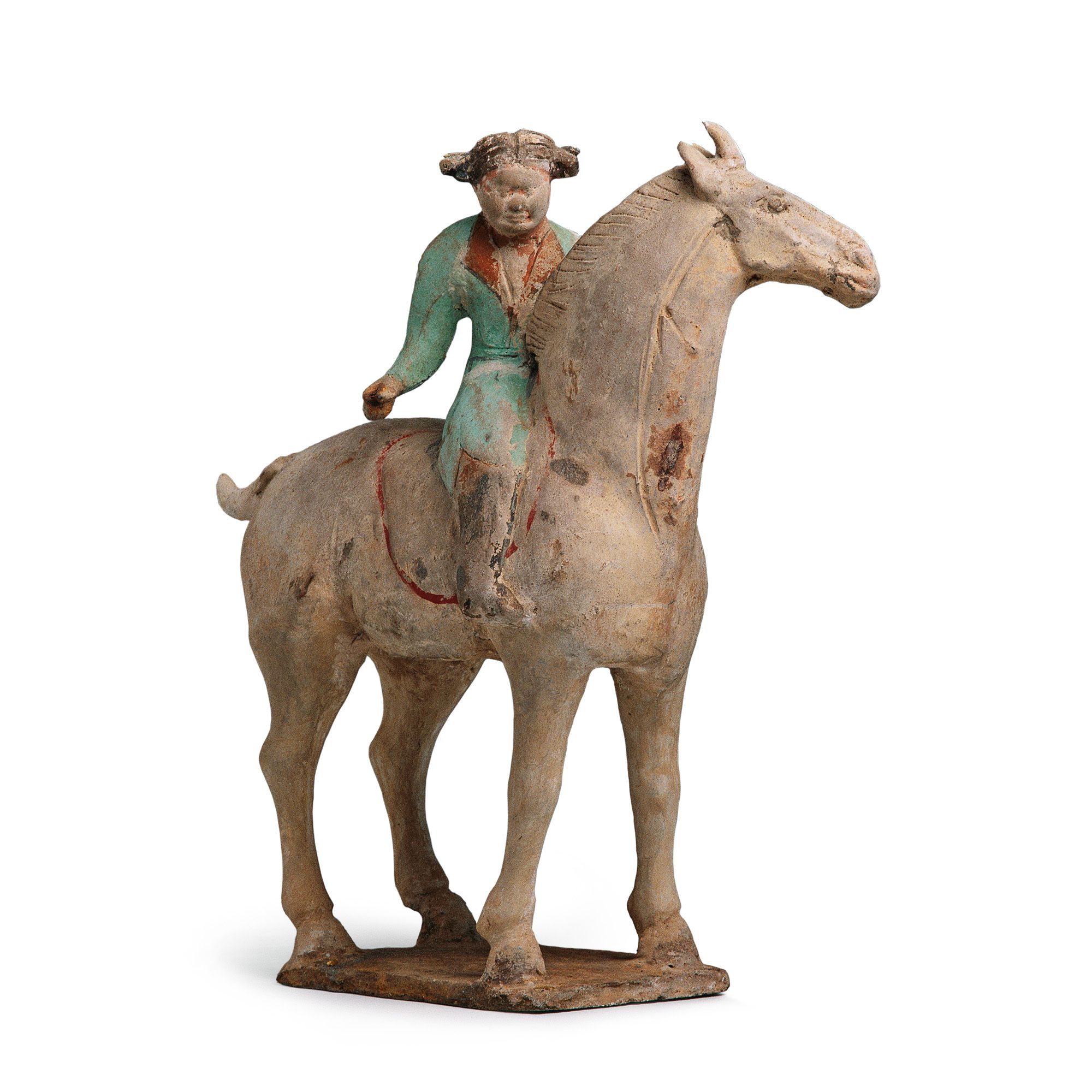 唐 彩绘陶打马球女俑