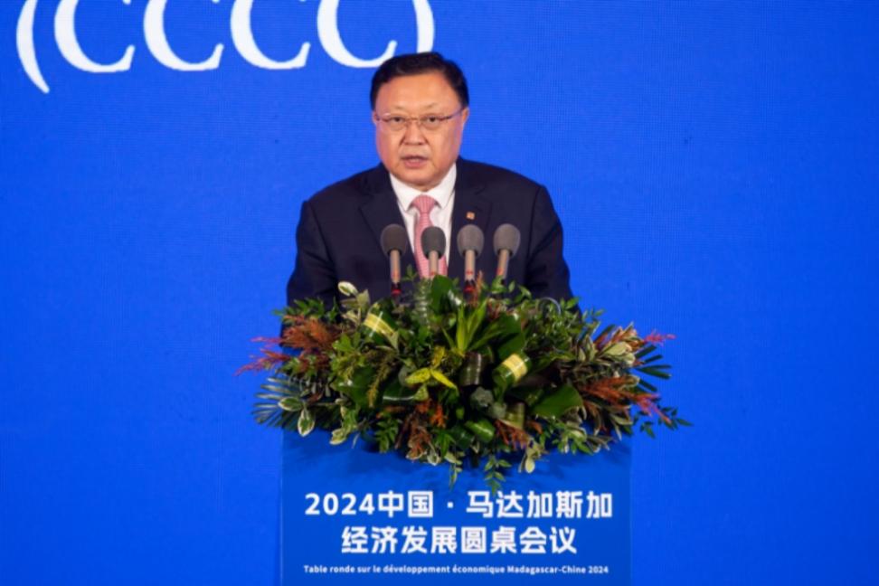 9月5日，2024中国·马达加斯加经济发展圆桌会议在北京举行。中国交通建设集团董事长王彤宙进行交流发言。人民网记者 翁奇羽摄