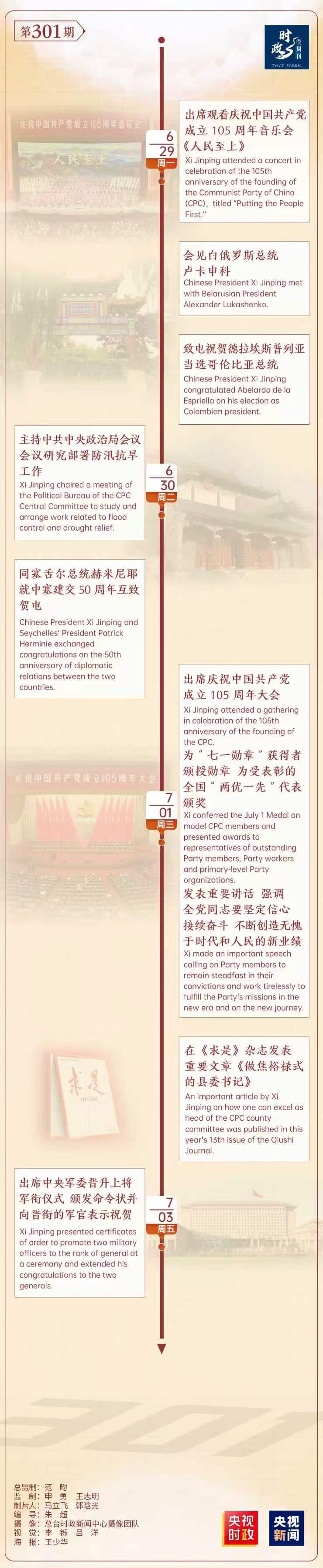 时政微周刊丨总书记的一周(6月29日—7月5日) 时政微周刊丨总书记的一周(6月29日—7月5日)